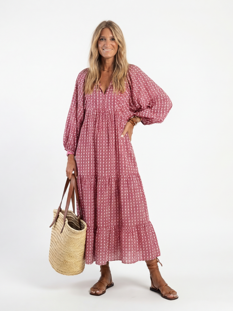 VELTASSINO | Geometrisches Midi-Kleid zum Binden Isabelle