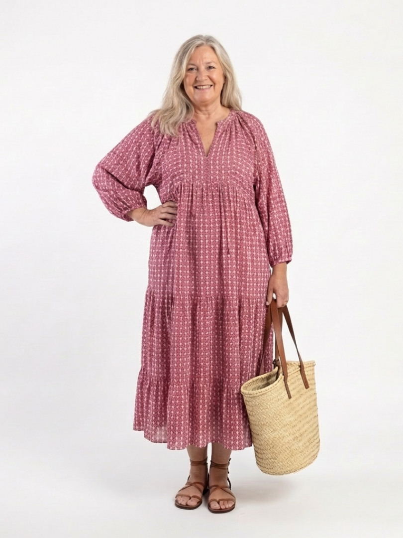 VELTASSINO | Geometrisches Midi-Kleid zum Binden Isabelle