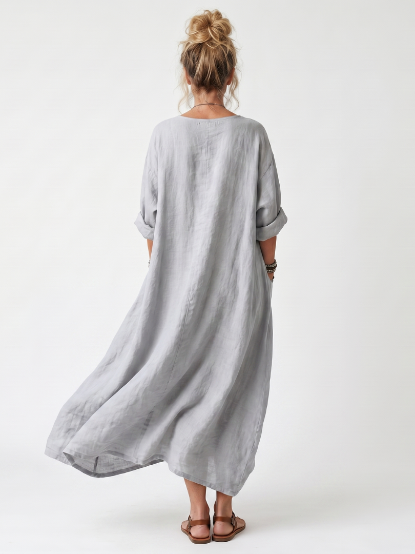 VELTASSINO | Midi-Kleid Véronique mit kontrastierender Stickerei