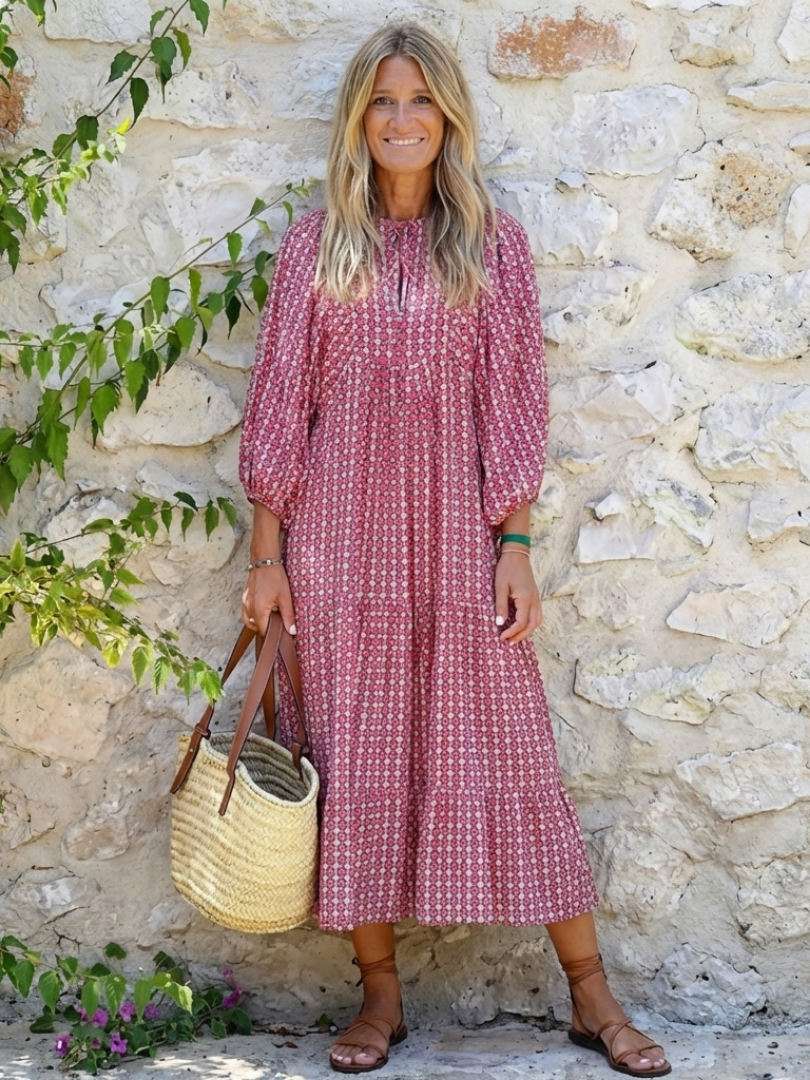 VELTASSINO | Geometrisches Midi-Kleid zum Binden Isabelle