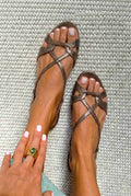 Slingback Sandalen mit Schlangenoptik und niedrigem Absatz in Bronze mit offener Spitze von VELTASSINO