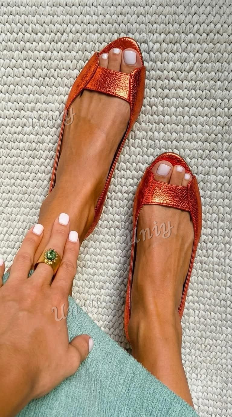 Chice metallische Ballerinas mit offener Spitze in Champagnergold