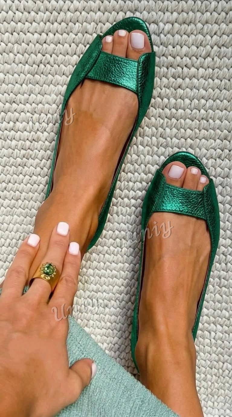Chice metallische Ballerinas mit offener Spitze in Champagnergold